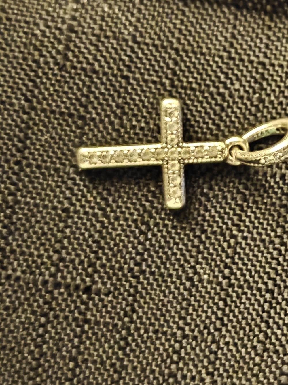 Pandora Gold Cross Bracelet Charm with Clear Stones
